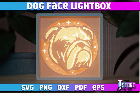 Dog Face Lightbox SVG Design | Paper Cut Afbeelding Crafts Door The T Store Design