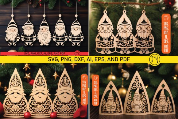 Laser Cut Christmas Gnome SVG Bundle Graphic 3D SVG By NGISED