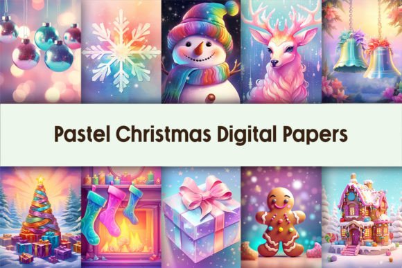 Pastel Christmas Digital Papers Gráfico Manualidades Por Pamilah