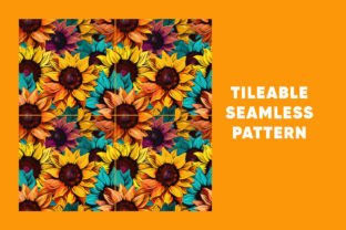 Sunflowers Seamless Pattern, Tileable Ar Graphic AI Patterns By NinOn 2