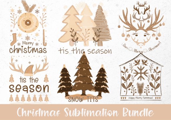 Vintage Christmas Sublimation Bundle Gráfico Plantillas de Impresión Por Creativsid