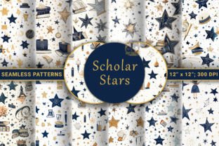 'Scholar Stars' Seamless Patterns Gráfico Patrones de Papel Por Fun Digital 1