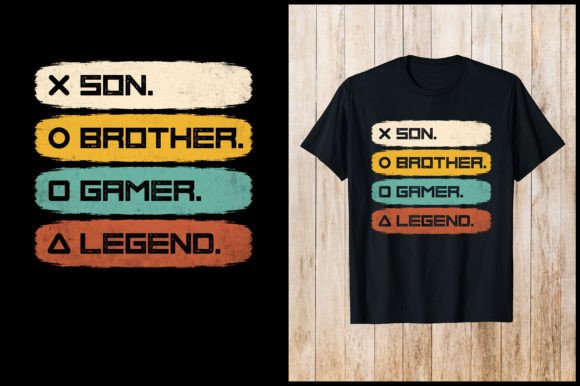 Son Brother Gamer Legend Gaming T-Shirt Graphic T-shirt Designs By nxmnadim