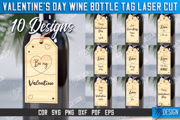 Valentine's Day Wine Bottle Tag | CNC Graphic Crafts By flydesignsvg