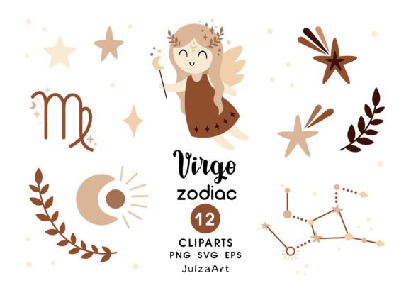 Virgo Zodiac Clipart, Virgo Svg Png Graphic Illustrations By JulzaArt