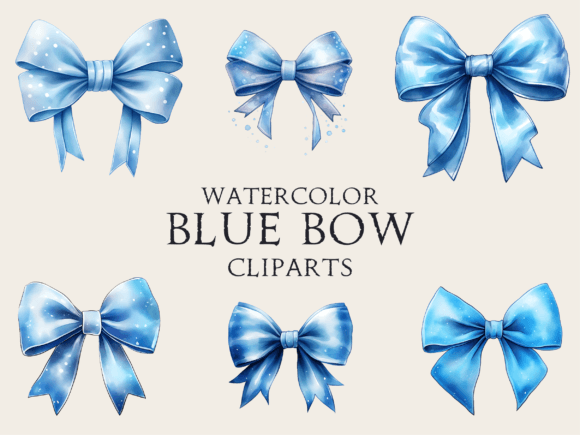 Watercolor Blue Bow Cliparts Grafik Plotterdateien Von Abdel designer