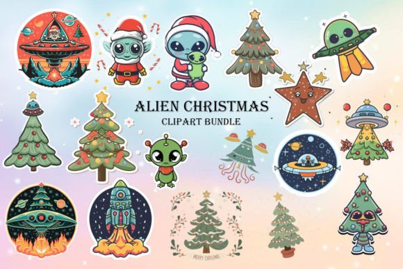 Alien Christmas - Clipart Bundle Graphic AI Graphics By Magiclily
