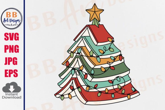 Book Christmas Tree PNG Sublimation Graphic Print Templates By BB Art Designs