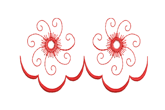 Border Red Circle Flower Bordes Diseño de Bordado Por Embroidery Fabrication