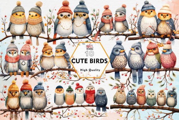 Cute Birds Sublimation Clipart PNG Graphic Illustrations By PIG.design