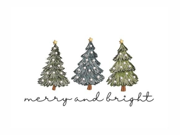 Merry and Bright Christmas Embroidery Design By LizaEmbroidery