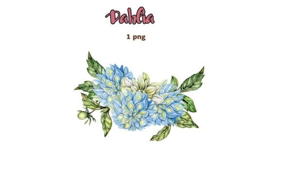 Watercolor Dahlia Flowers Composition. Grafika Ilustracje do Druku Przez ArtsByLeila