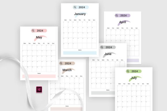 2024 Monthly Planner/Calendar Illustration Intérieurs KDP Par Design Zone