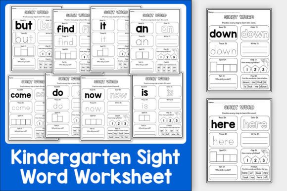 25 Kindergarten Sight Word Worksheets Graphic K By TheStudyKits