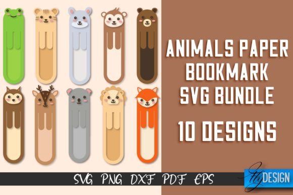 Animals Paper Bookmark SVG |Bookmark SVG Gráfico Manualidades Por flydesignsvg