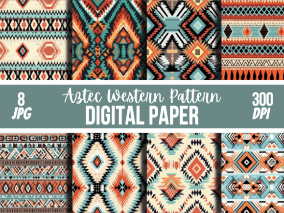 Aztec Western American Tribal Paper Illustration Modèles de Papier Par Creative River