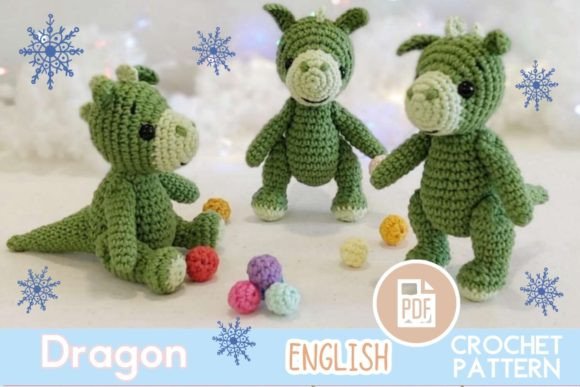 Crochet Dragon Toy Pattern PDF Amigurumi Graphic Knitting Patterns By Ольга Лабутина