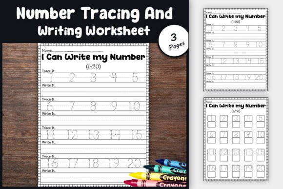 Numbers 1-20 Tracing & Writing Workbook Grafik Kindergarten Von TheStudyKits