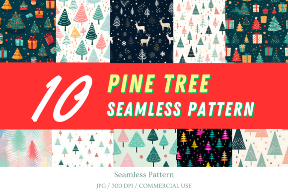 Pine Tree & Christmas Seamless Pattern Grafika Wzory AI Przez SEARION std