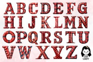 Plaid Christmas Alphabet Clipart Bundle Gráfico Ilustraciones Imprimibles Por Cat Lady 2