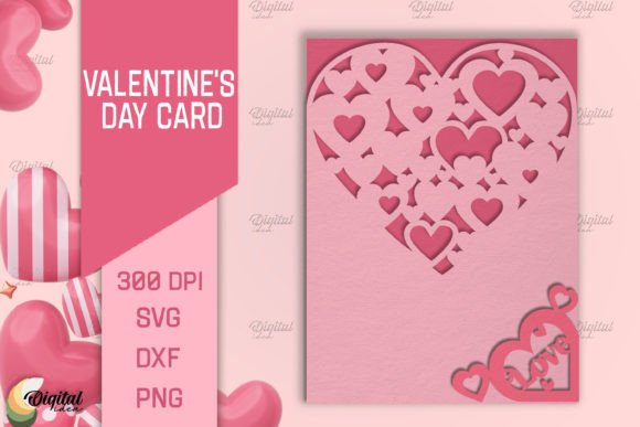 Valentine's Day Card SVG. Greeting Card Gráfico SVG 3D Por Digital Idea