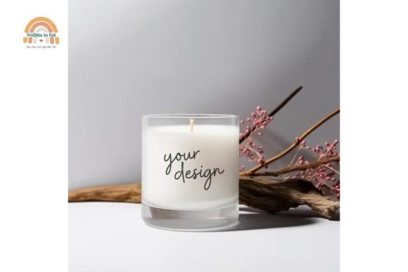Aesthetic Glass Candle Jar Mockup Grafik Individuell gestaltete Produktmodelle (Mockups) Von printablesbyashi