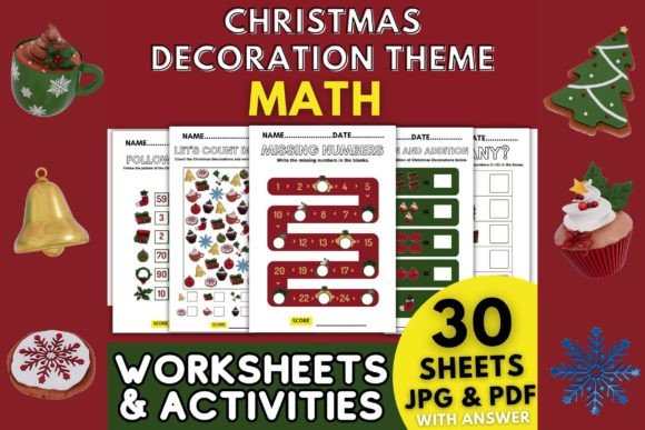 Christmas Math Worksheets & Activities Grafika 1st grade Przez Eyestudio