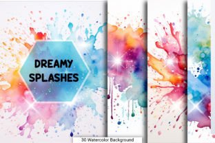 Dreamy Theme Unicorn Watercolor Splashes Graphic Backgrounds By MN DeSign 1