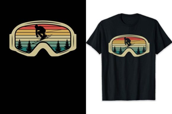 Ski Goggles Mountain Snow Skiing Design Graphic T-shirt Designs By shihabmazlish87