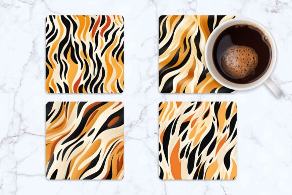 Tiger Print Square Coasters Graphic Crafts By ART Fanatic