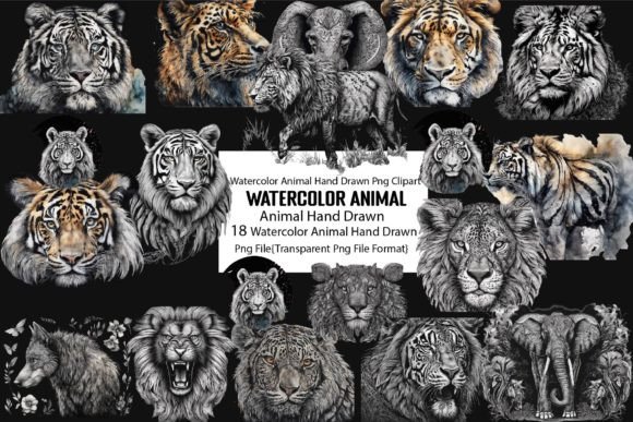 Watercolor Animal Hand Drawn Bundle Graphic Print Templates By PrintExpert