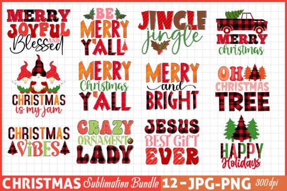 Christmas Sublimation PNG Bundle Gráfico Modelos de Impressão Por Creative Design