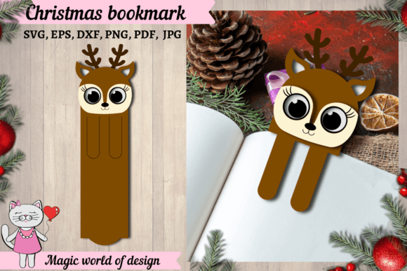Christmas Deer Bookmark Template Svg Graphic Crafts By  Magic world of design
