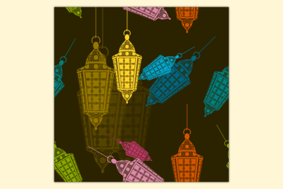 Hanging Arab Lamp Dark Seamless Pattern Graphic Patterns By faqeeh