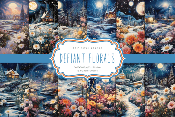 Defiant Florals Gráfico Fondos Por curvedesign