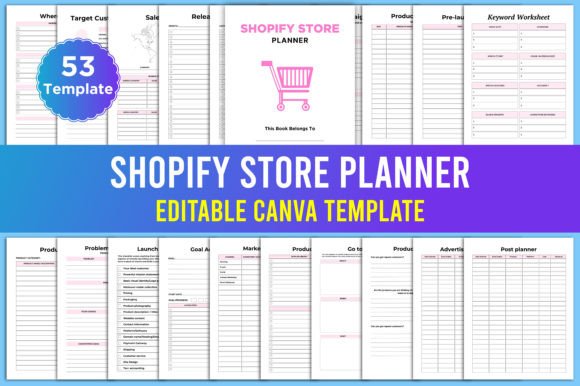 Editable Shopify Store Planner Canva Graphic KDP Interiors By designmela01