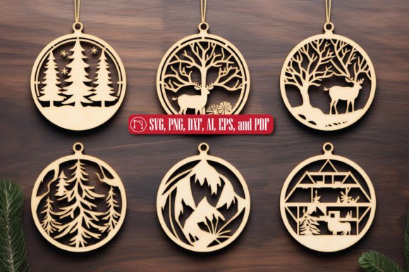 Laser Cut Christmas Ornament SVG Bundle Graphic 3D SVG By NGISED