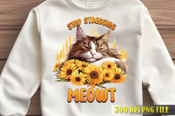 Stop Stressing Meowt Illustration Designs de T-shirts Par Liketa