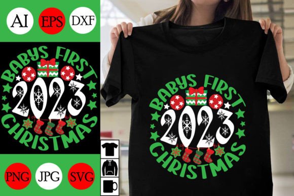 Babys First Christmas 2023 SVG Cut File Graphic T-shirt Designs By Salman Craft