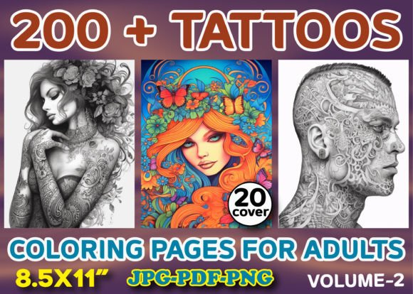 200 + Tattoos Coloring Pages for Adults Grafik Ausmalseiten & Malbücher für Erwachsene Von ArT zone