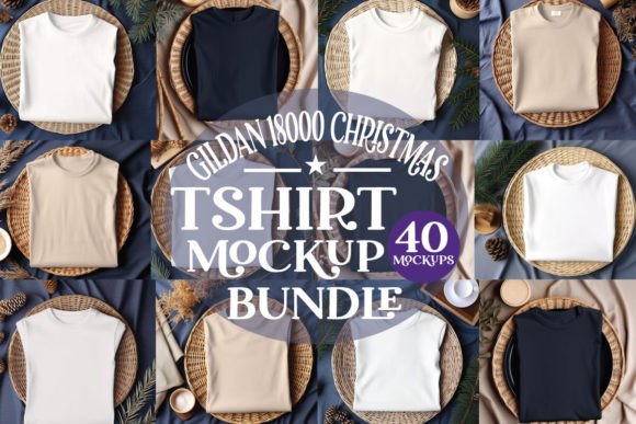 Gildan 18000 Christmas Tshirt Mockup Bun Graphic Product Mockups By NowGiftsBoutique