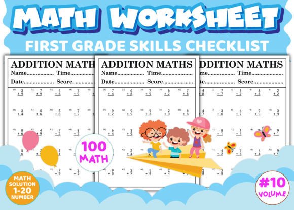 Addition Math Worksheet for Kids - KDP Grafika Słowa kluczowe KDP Przez E A G L E