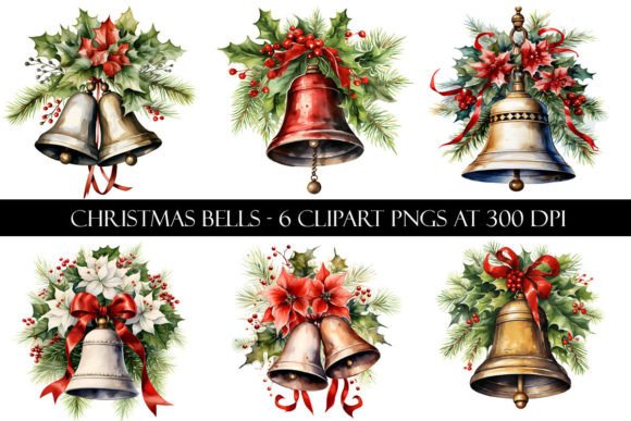 Christmas Bell Clipart Graphic Illustrations By Digital Paper Packs