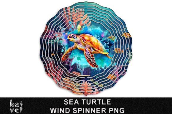 Sea Turtle Wind Spinner Design PNG Print Graphic Crafts By BatVet