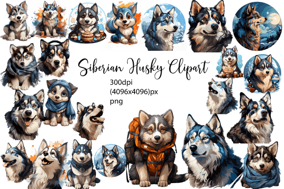 Siberian Husky Clipart Graphic Illustrations By Dream Squad