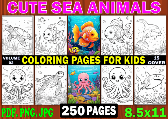 250 Cute Sea Animals Coloring Pages Graphic Coloring Pages & Books Kids By Design Shop
