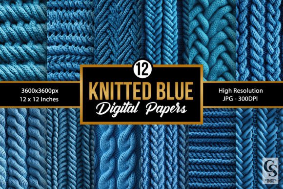Blue Knitted Texture Digital Papers Graphic Backgrounds By Creative Store