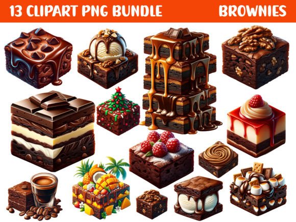 Cute Brownies Clipart PNG Bundle Graphic AI Illustrations By Uniquemart