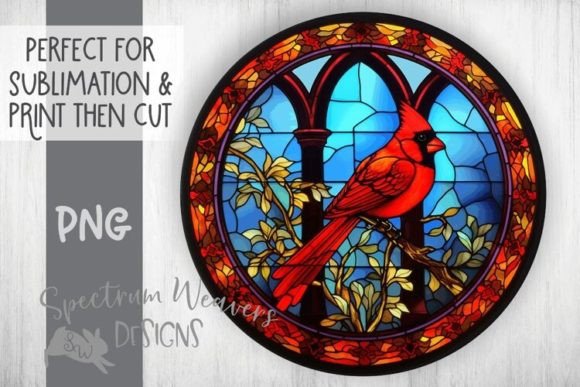 Stained Glass Cardinal Round Graphic AI Transparent PNGs By Simply Sarah Made Easy