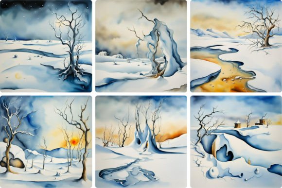 Surreal Winter Landscape Graphic Backgrounds By SOULLuc Creations
